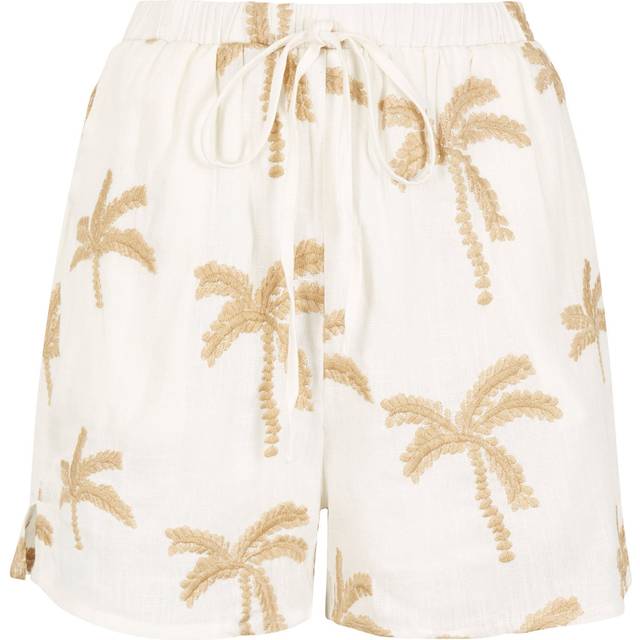 Apricot Women's Cream Palm Embroidered Shorts New Look - UK 12
