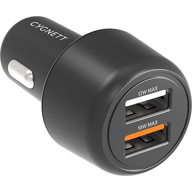 CYGNETT CarPower 30W USB Car Charger - Black, Black