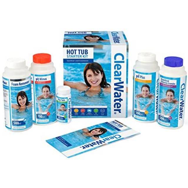 Clearwater CH0018 Lay-Z-Spa Chemical Starter Kit for Hot Tub and Spa Water Treatment (Includes Chlorine, pH Minus, pH Plus, Foam Remover and Test Stri