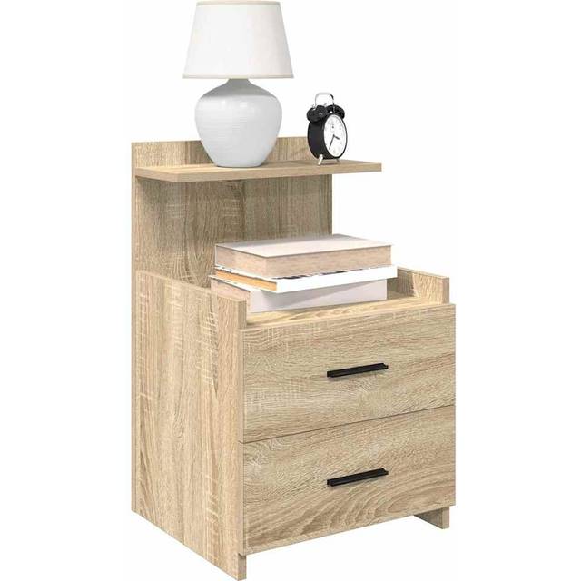 (sonoma oak, 2 pcs) vidaXL Bedside Cabinet with 2 Drawers Nightstand Side Table Bed Table