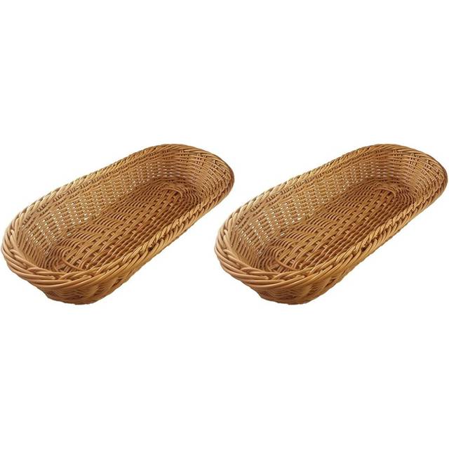 2X Oval Wicker Woven Basket Bread Basket Serving Basket, 14Inch Storage Basket