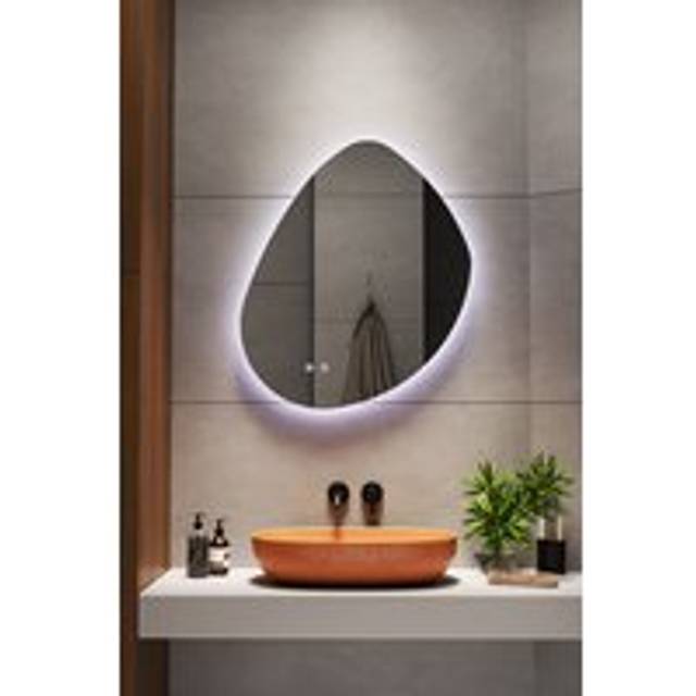 Modern Frameless Irregular LED Wall Mount Mirror - Grey - One Size