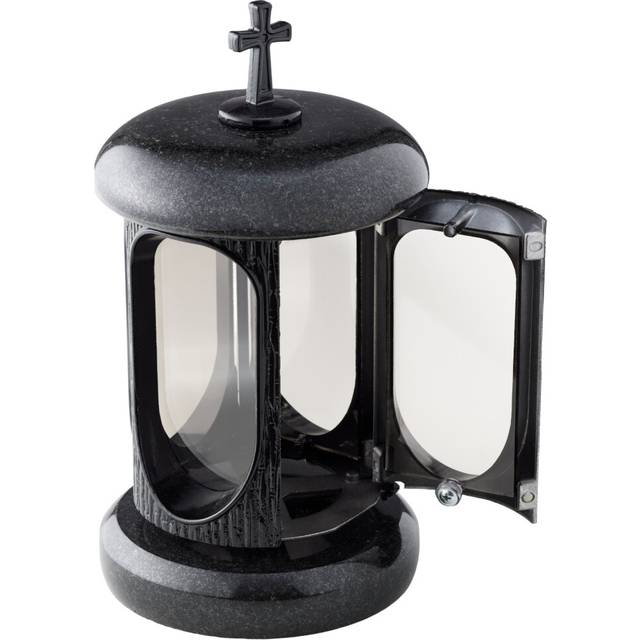(Black) Large Granite Memorial Lantern Funeral Cemetery Grave Ornaments