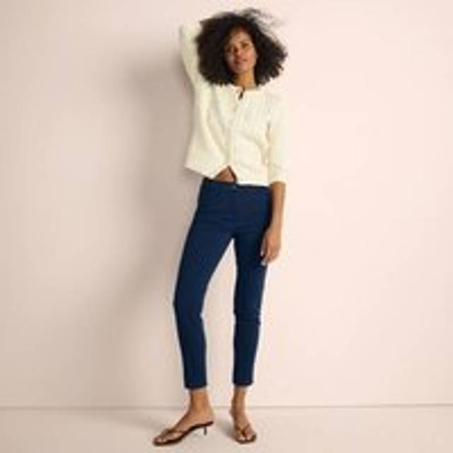 Slim Leg Cropped Chinos, Mid Rise - Navy - 16