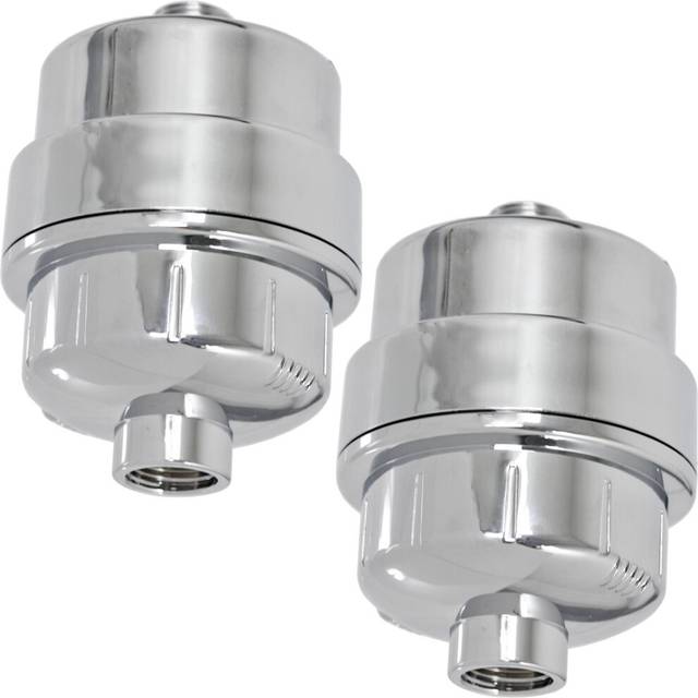 Universal shower head filter chrome steel hard water purifier softener x 2
