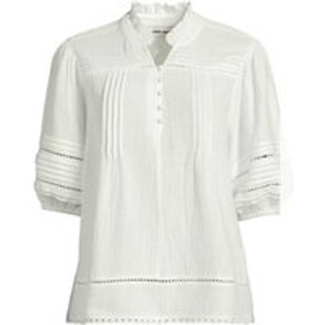 Ladder Trim Cheesecloth Popover Blouse - Ivory - 20