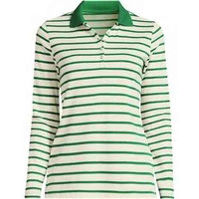 Petite Long Sleeve Supima Cotton Polo Shirt - Ivory - 16-18