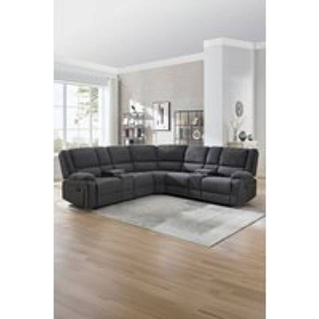 Praga 5 seater corner sofa modern fabric recliner sofa w drinks consoles