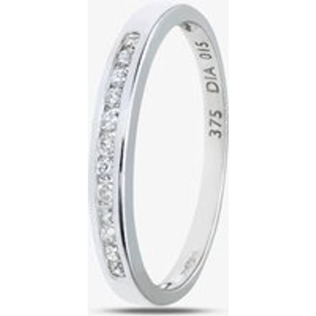 9ct White Gold 0.15ct Diamond Channel Set Half Eternity Ring PR04828W M - Silver