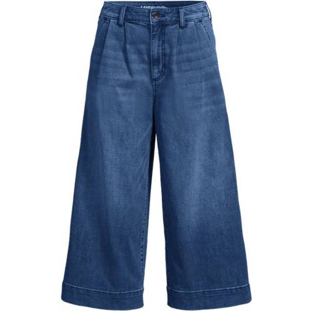 Petite Wide Leg Denim Culotte Jeans, Mid Rise - Indigo - 16