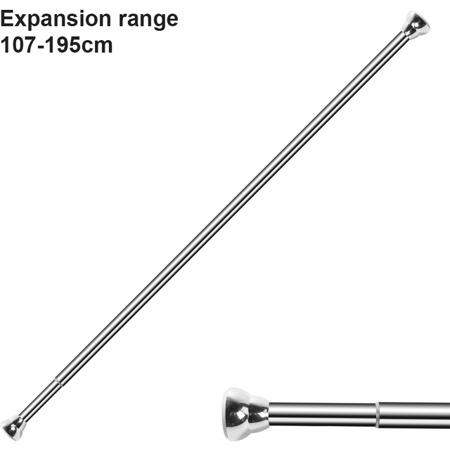 TEMU 1pc Heavy Duty Retractable Shower Curtain Rod Railing Adjustable Length Suitable For Bathroom Doors And Windows Durable