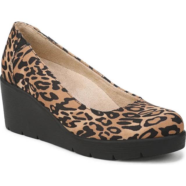 Soul About Time Wedge Pump Shoes, Leopard Print Fabric Leather, 6.5W Loafer Style, Slip-On