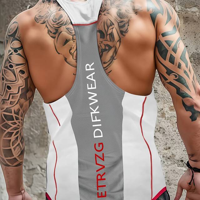 TEMU Men's Slim Fit Sleeveless Tank Top - Breathable Summer Workout Shirt With Letter Print, Lightweight Moisture-wicking Athletic Vest For Gym Training & Casual Wear, Gym Clothes