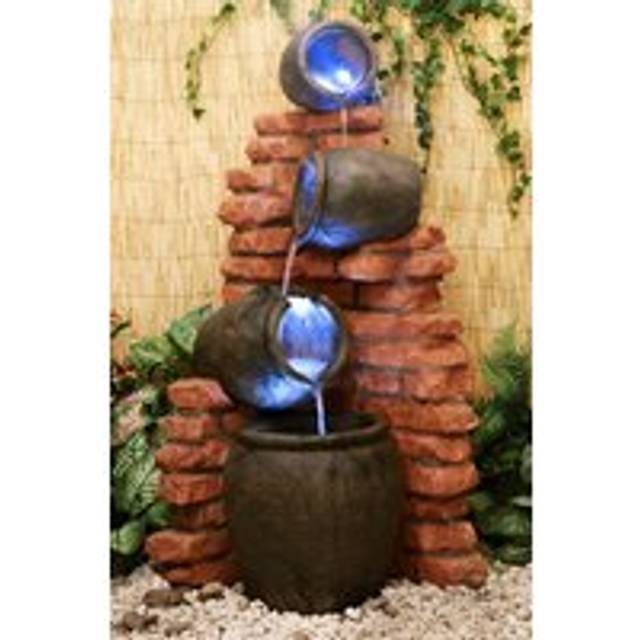 Pottery Jar Water Feature Fountain Waterfall Cascade Classical 119cm - Brown - One Size