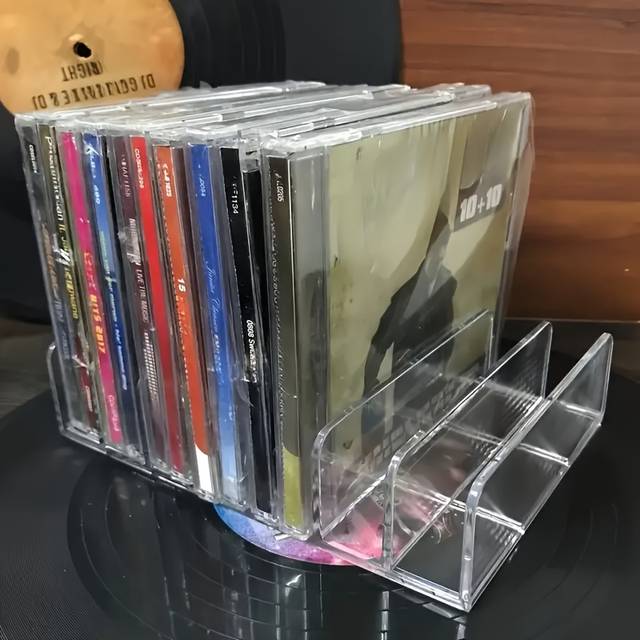 TEMU 1pc Cd/dvd Storage Organizer Stand, Clear Pc , For , Display , For Holds 10 , For /