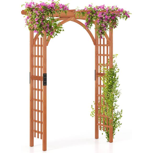 TEMU Goflame Wood Arch Wooden Garden Trellis Pergola Arch-brown