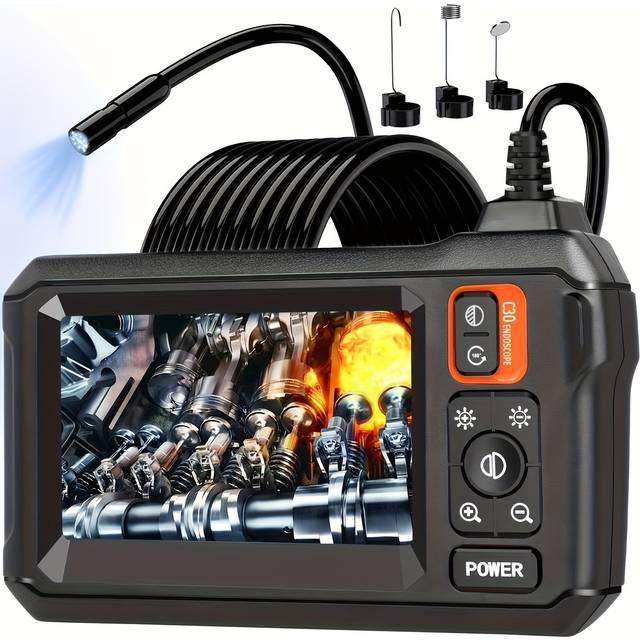 TEMU Hd Digital Industrial Endoscope, Borescope Inspection Camera With 4.3" Lcd Screen, 8mm Camera With Lights,for Automotive Plumbing Sewer Wall Auxiliary Inspection