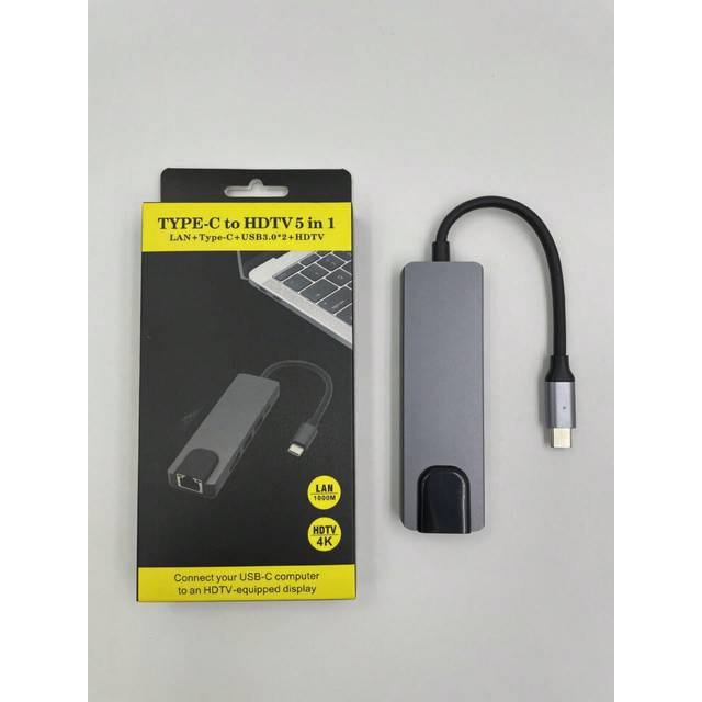 (5-in-1 Network Port Hundred Megabit) Type-C Docking Station 2345678-in-1 USB Hub USB Network Card HDMI 2.0 4K