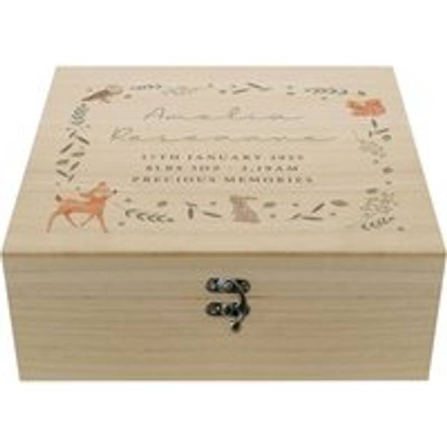 Personalised Woodland Animal Large Wooden Keepsake Box - Brown - One Size