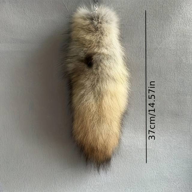 TEMU Funky Fur Tail Keychain - Soft, Natural-looking Accessory For Women's Bags & Costumes