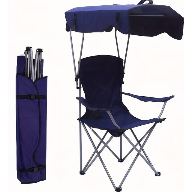 TEMU Outdoor Supplies Portable Folding Beach Chair With Shade, Durable Oxford Fabric Lawn Picnics Fishing Beach Chair Portable & For , Camping Chairs For Adults