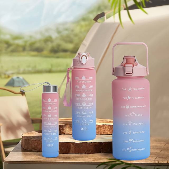 TEMU 3pcs Sports Water Bottles, Providing Convenient And Tableware Combinations In 3 Sizes, Suitable For Father's Day Gifts, Outdoor Activities, Camping, Office And Other Occasions,