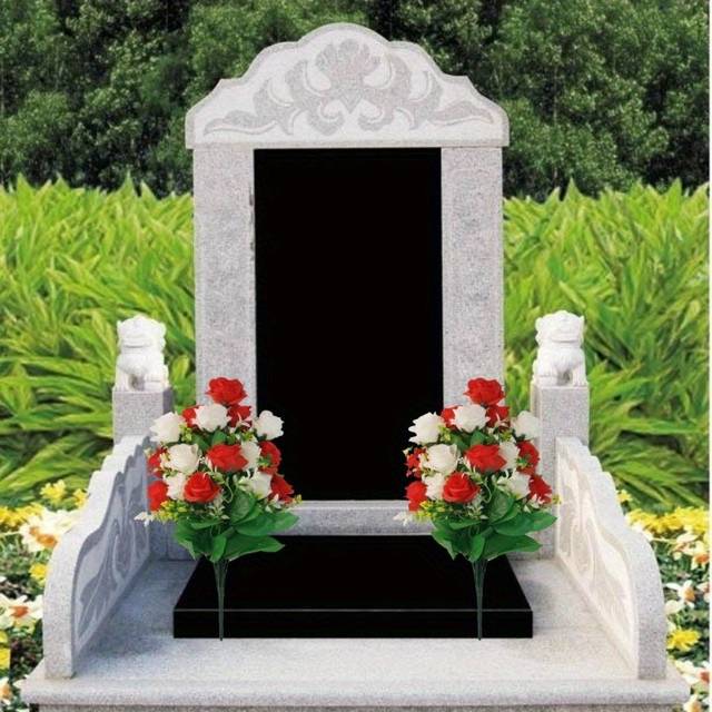 TEMU 2pcs Artificial Cemetery Flowers - Outdoor Funeral Rose Bouquets, Exquisite Plastic Floral Arrangements, Long-lasting Commemorative Wreaths, No Battery Needed