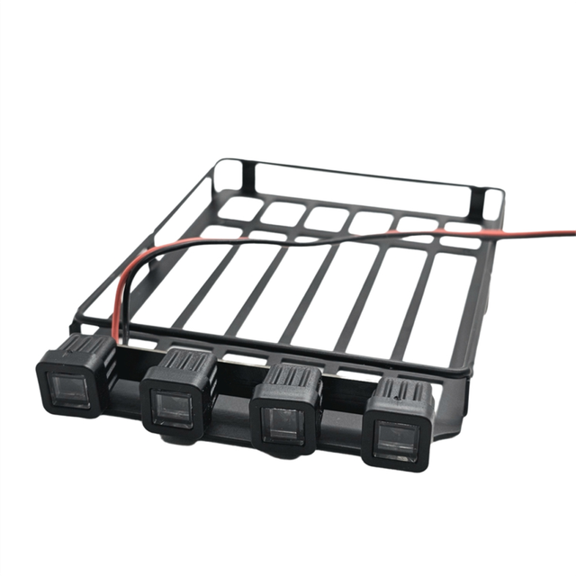 Universal Roof Racks Luggage Carrier Car Frame with LED Light for 1/18 C8801 RC Crawler Parts Square Lamp