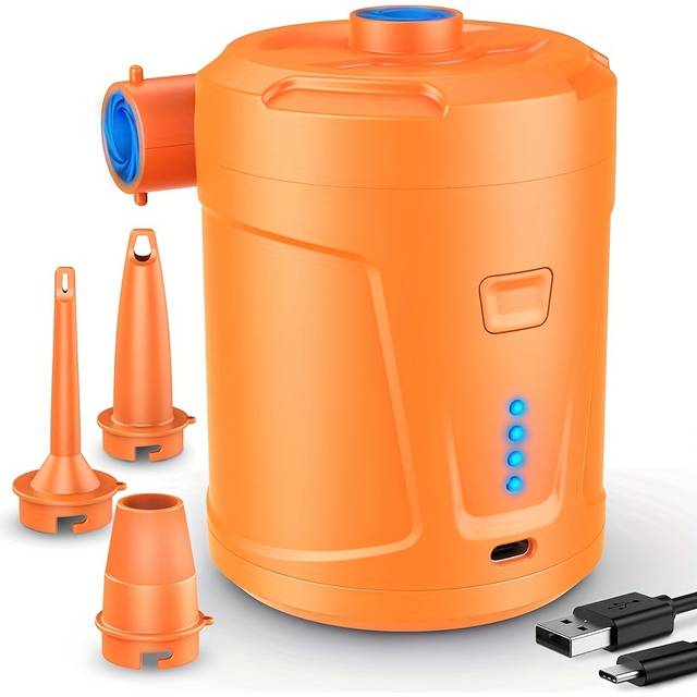 TEMU 1pc Fastcharge Usb Rechargeable Electric Air Pump, 5200mah Portable Wireless Inflator And Deflator For Outdoor Camping, Inflatable Boats, Beds, Swimming Rings, Pool Toys - Lightweight, Compact,