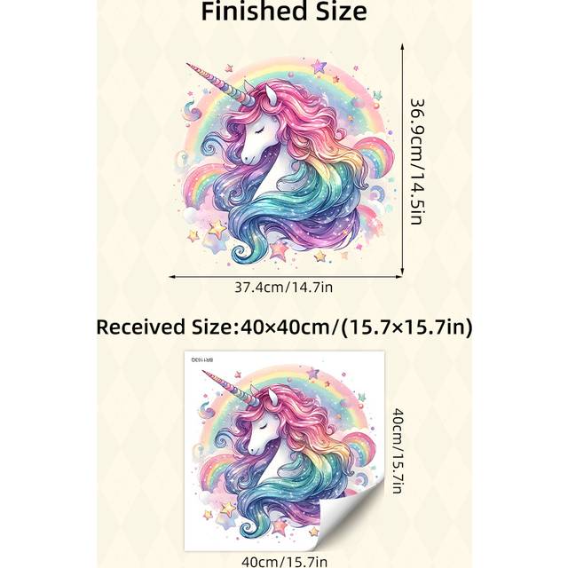 TEMU Unicorn & Rainbow Wall Decal - Removable Pvc Watercolor Sticker For Bedroom, Living Room, And Pink - Gift