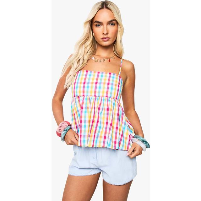 Womens Gingham Smock Cami - Multi - 8