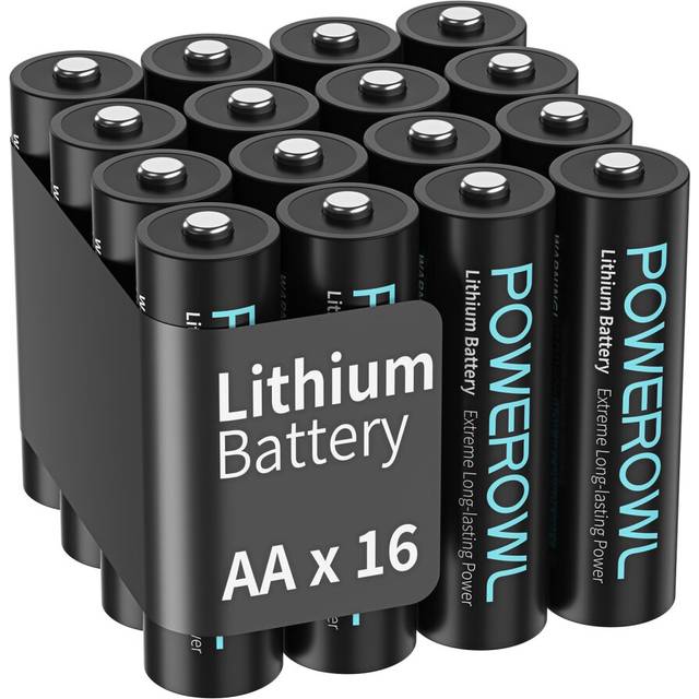 POWEROWL Lithium AA Battery - Pack of 16, 1.5V Double A Battery, High Capacity Long Lasting AA Lithium Batteries (Don't Recharge)