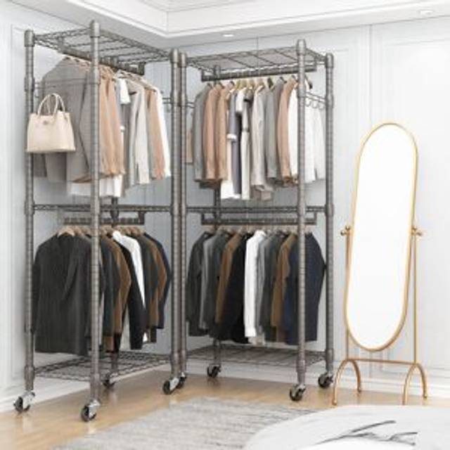 Ginjiro 60cm W Rolling Clothes Racks - Grey (23cm L)