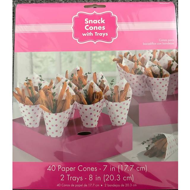 40x cone shape popcorn paper bags with tray treat buffet bags for popcorn snack