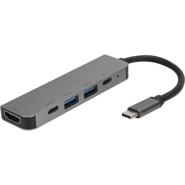5in1 USBC to TypeC 3 USB 3.0 Hub HDMI Ethernet Mini SDTF OTG Adapter for Thunderbolt 3