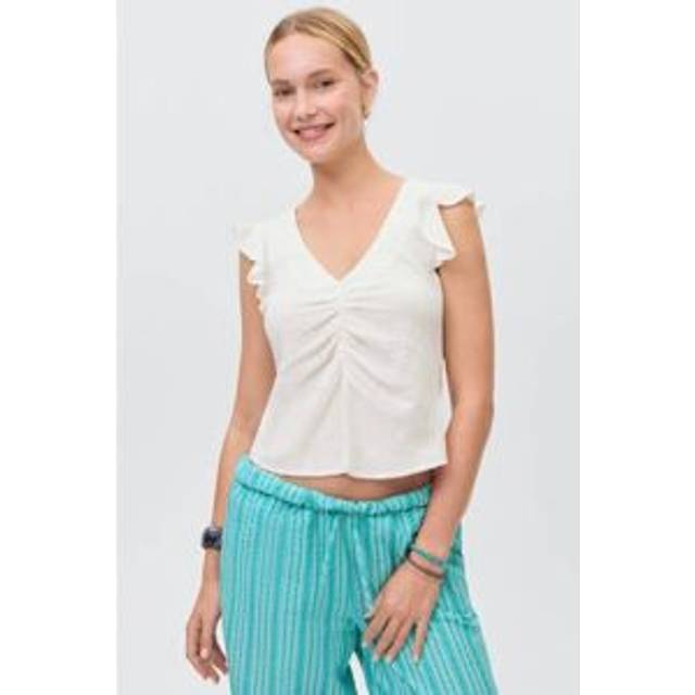 Ruffled-sleeve blouse off white - Teenage girl - XL - MANGO TEEN - Off White