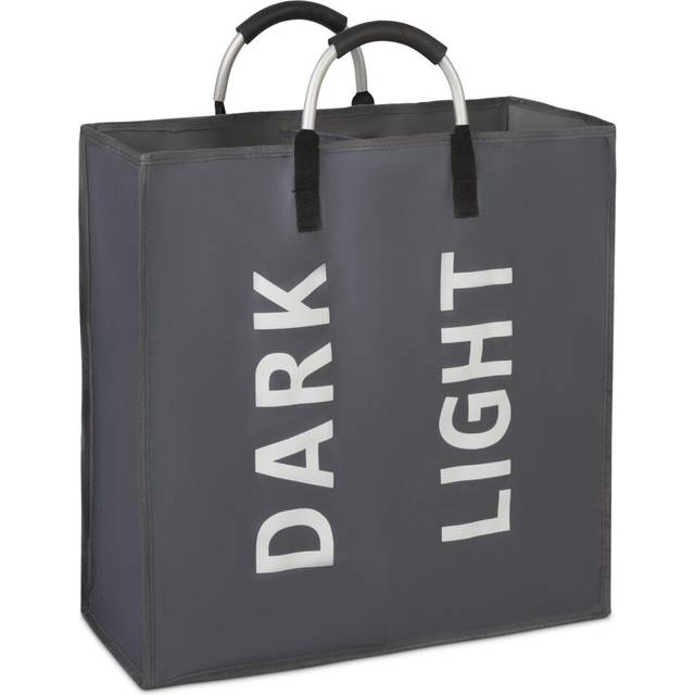 Double Collapsible Washing Laundry Basket Bag Bedroom Fabric Dark Grey