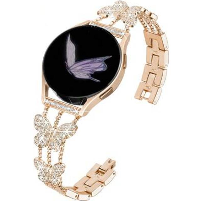 SHEIN Bling Bling Cute Diamond Shiny Butterfly Metal Watchband, Compatible With Samsung Galaxy Watch 7 FE 6 5 4 40mm 44mm / Watch 5 Pro 45 44mm / Watch 6 43