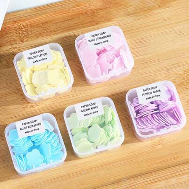 SHEIN Travel Paper Soap Sheets Mini Flower Shape Disposable Paper Soap Flakes Portable Scented Bath Slice Sheet For Travel Hand Soap Indoor Outdoor Camping