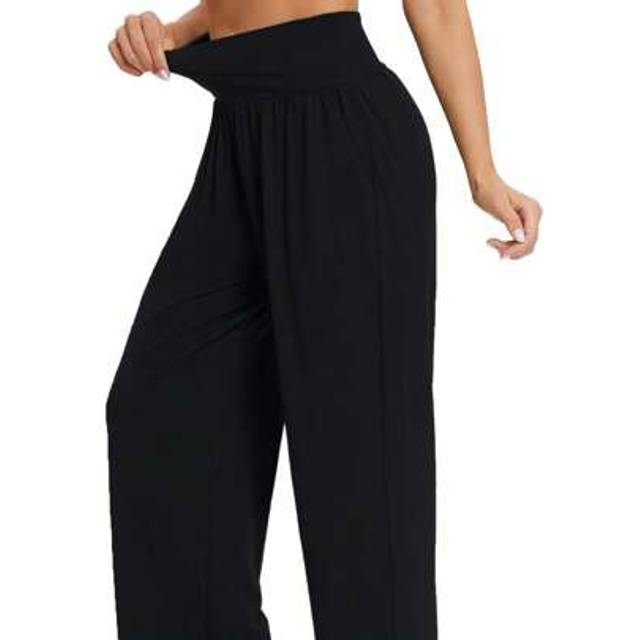 SHEIN Women&#39;s Wide Leg Yoga Pants, Casual Loose Comfortable Sweatpants With High Waist, Pockets, Plain Color Straight Leg Long Pants With Elastic Waist, Sui