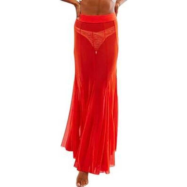SHEIN Women&#39;s Sheer Mesh Long Maxi Skirts High Waisted Summer Swimsuit Cover Up See-Through Beach Flowy Long Tulle Skirt