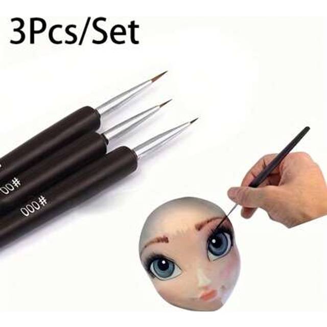 SHEIN 3-Piece Fine Detailing Paint Brush Set - Synthetic Bristles, Ergonomic Rattail Handle For Artists Back To School,Back To School,School Supplies