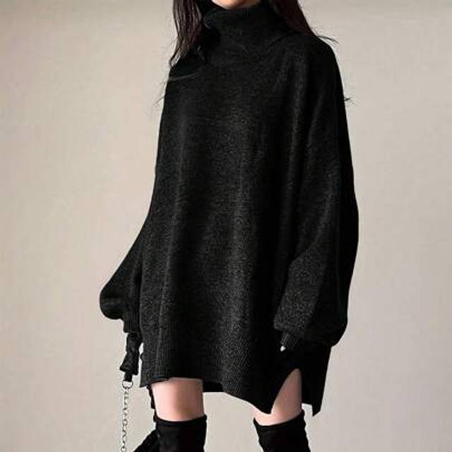 Chiquease Women Casual Solid Color Turtleneck Sweater Dress, Winter Fall Cloth For Women