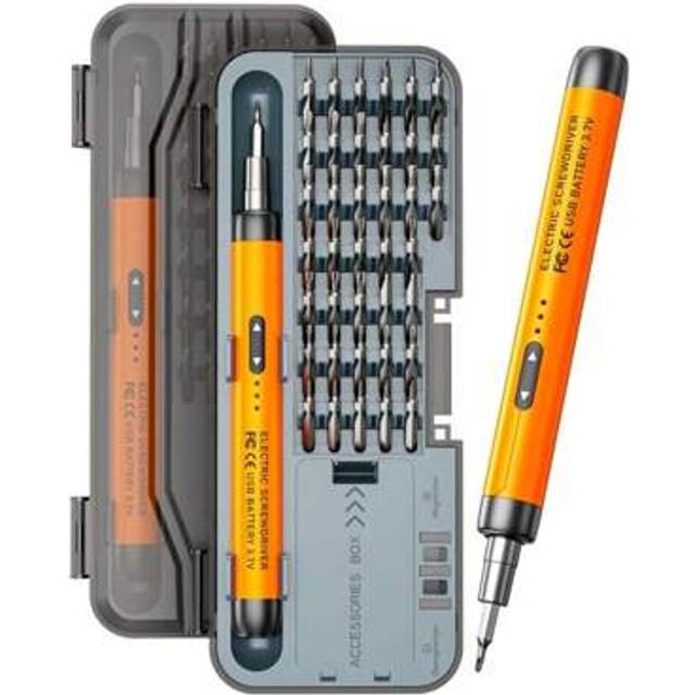 SHEIN 46in1 Mini Precision Electric Screwdriver, Quiet, Rechargeable, High Torque, Multi-Function, Portable, Electric Tool Kit With Transparent Tool Box, Fo