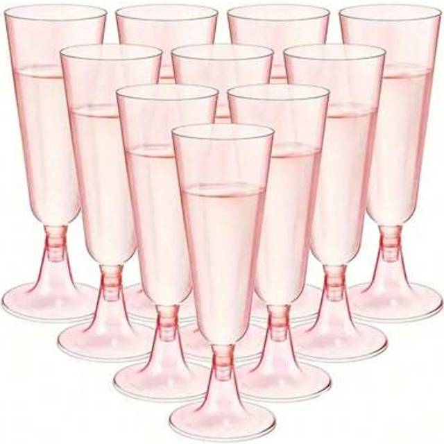 SHEIN 25pcs Champagne Flutes Plastic Champagne Flutes Reusable,Soft Drinks Cups Glitter Champagne Flutes Reusable Stemmed Party Wine Cups Cocktails,For Gard