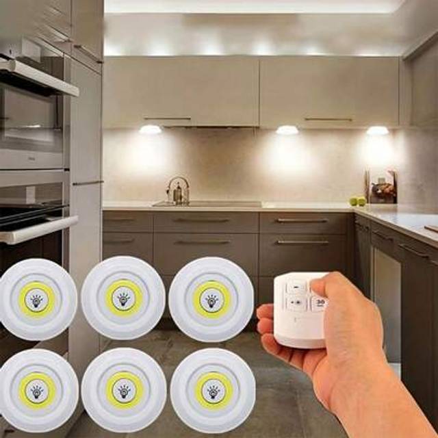 SHEIN 6pcs/3pcs/1pc Smart Wireless LED Under-Cabinet Lights COB Night Light With Remote Control - Perfect For Wardrobe, Kitchen & More