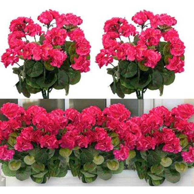 SHEIN 6Pcs/1Pc Artificial Rose Red Geranium, Silk Flower Bush Realistic Imitation Flower Geranium For Floral Home Decor Indoor Table Centerpiece, Outdoor Fl