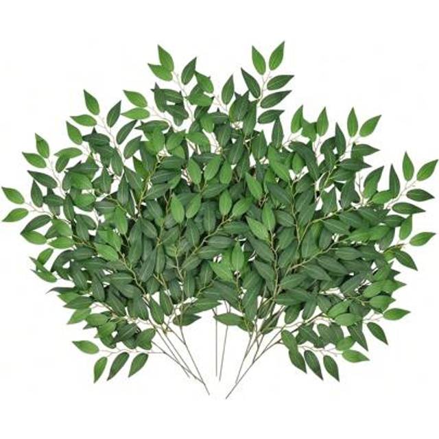 SHEIN 3/6/12/20 Pcs Artificial Luxury Faux Italian Leaf Branches, Outdoor Fake Green Leaves Stems, Suitable For Wedding & Event Decor, DIY Vase Bouquet, Bri