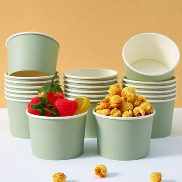 SHEIN 10pcs/25pcs Set Disposable Paper Bowls, Sage Green Color, Food Containers, Suitable For Birthday Party, Family Party, Picnic, Restaurant, Takeout, Dis