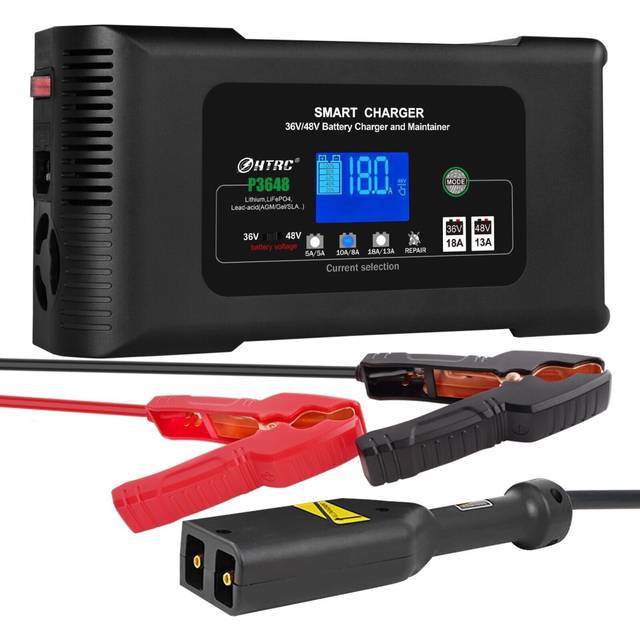 (with TXT Plug, US PLUG) 36V/48V Battery Charger Smart Charger 13A/18A for Lithium LiFePO4 Lead-acid Battery for Golf Cart 9-Stage Fast Car Charging